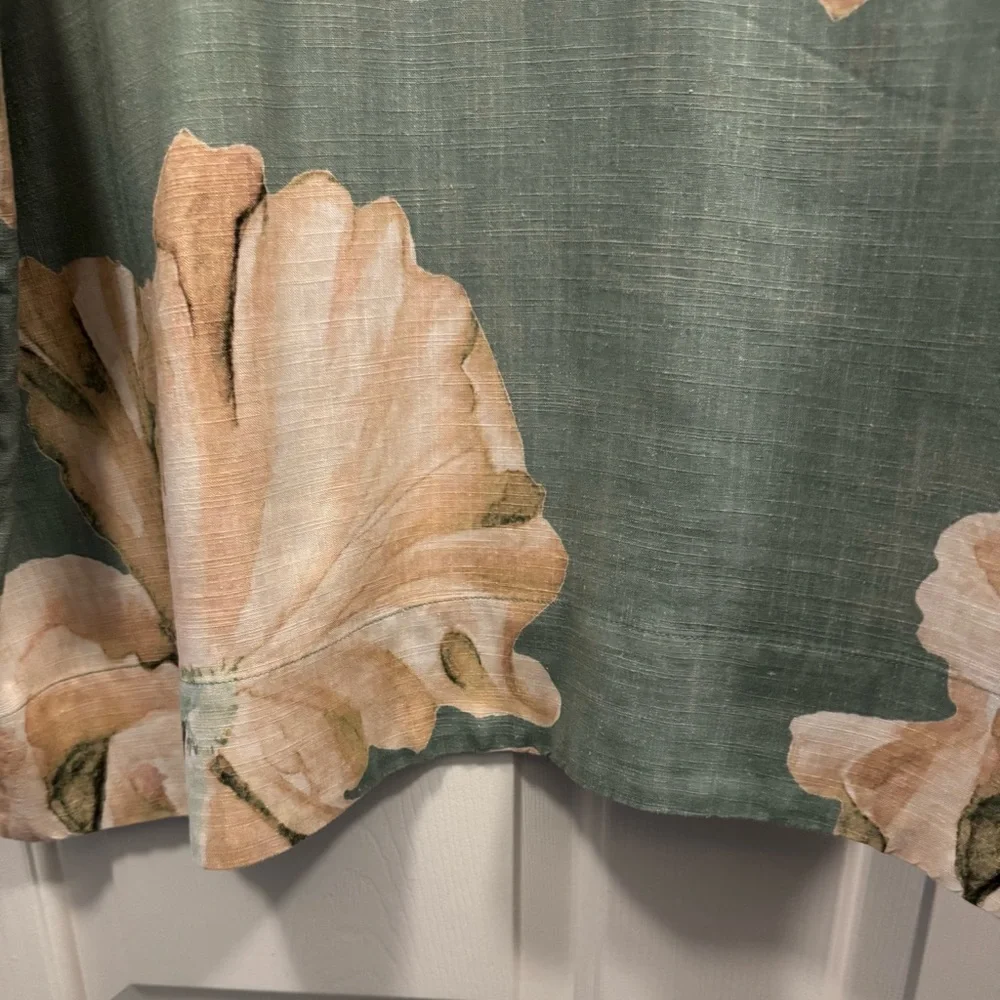 Women’s Top & Pants Set Linen Green Beige Floral - Picture 4 of 10